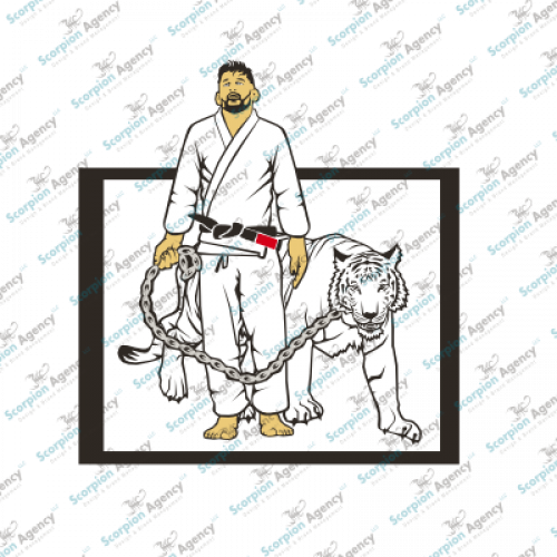 Martial Arts Guy With Tiger Illustration