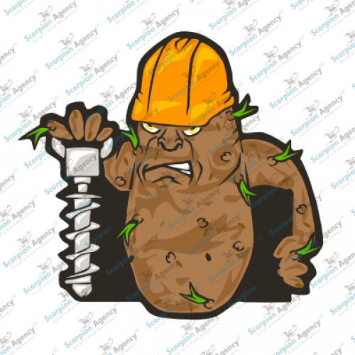 Potato Construction Worker Mascot